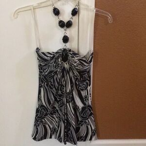 Sky Black and White Floral Camisole